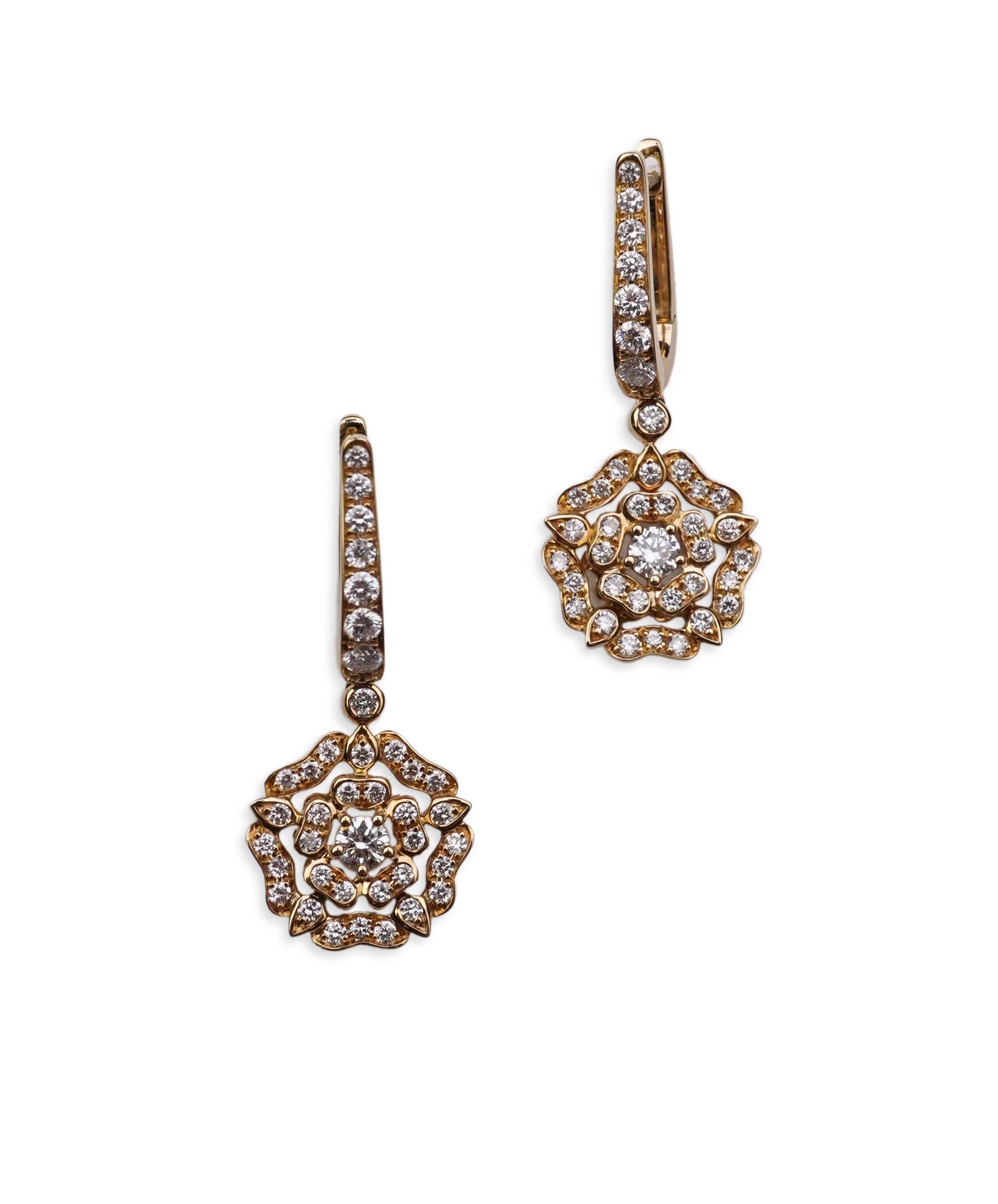 Garrard, a pair of diamond 'Tudor Rose Mini Icon' earrings